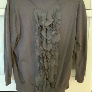 Chic Ruffled Gray Sweater